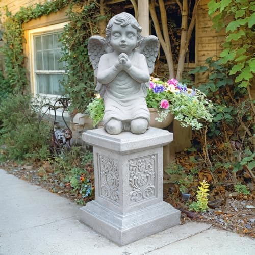 Decorative Roman Column Pedestal, English Rosette Indoor Outdoor Sculptural Garden Plinth Base Statue Riser, Weatherproof Sturdiness Plinth Base Statue Riser for Statues, Flower Pots, Decor, Cast Stone Resin (1365) - Image 3