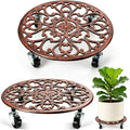 2 Pack Cast Iron Plant Caddy with Wheels Heavy Duty 14 Inch Plant Rollers by PartyZealot