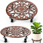 2 Pack Cast Iron Plant Caddy with Wheels Heavy Duty 14 Inch Plant Rollers by PartyZealot