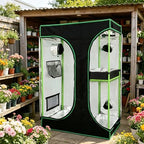 Indoor Grow Tent Grow Tent Greenhouse Cabinet Shelter with Partitioned Chambers Lightproof 600D and Diamond Reflective Film Viewing Window and Metal, 120-90-180 - Image 7