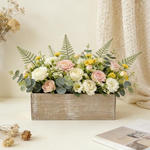 4 Set Wood Boxes for Centerpieces 12x4 Inch Rectangle Wooden Planter Box Rustic Wood Planter with Removable Plastic Liner Floral Foam Blocks for Centerpieces Home Wedding Garden Decor - Image 2