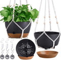 3 Pack 8/10/12 Inch Self-Watering Hanging Plant Pot Chain& Macrame Hangers by Montresor