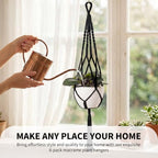 GarveeLife 6PCS Macrame Plant Hangers,Metal Rings,Layered Display,Black - Image 6