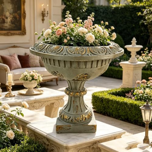 KEIKI MGO Urn Planters Outdoor, Large Garden Pots for Flowers Plants, Blue - Image 4