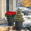 Autodaya 16.8" Urn-Style Planters Set of 2, Black Terrazzo Pedestal by Unknown
