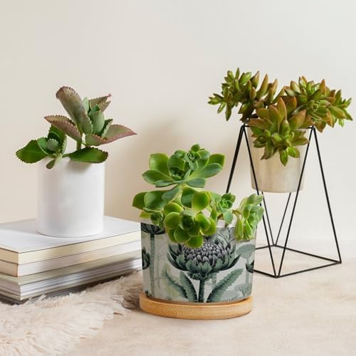 Chinoiserie Floral Ceramic Planter Green Black Flower Pots for Plants with Drainage Holes and Saucers Pot for Home Office Desk Garden - Image 4