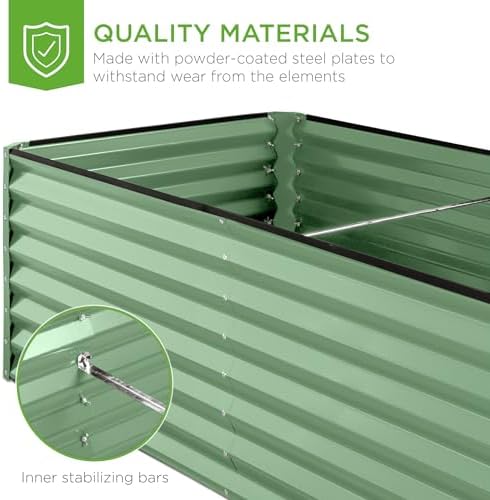 Best Choice Products 6x3x2ft Outdoor Metal Raised Garden Bed, Deep Root Box Planter for Vegetables, Flowers, Herbs, 269 Gallon Capacity, 100% Non Toxic Materials - Sage Green - Image 6