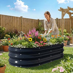 Kesfitt Raised Garden Bed, 4x2x1 FT Galvanized Steel Metal Raised Garden Bed, Oval Open-Bottom Design, 12-Inch Deep for Outdoor Vegetable & Herb Gardening, Midnight Blue - Image 7