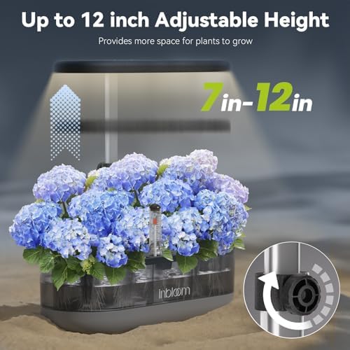 inbloom 12 Pods Hydroponics Growing System Kit, Herb Garden Planter Indoor Kit, Indoor Gardening Hydroponics Growing System with 4.2L Water Pump, Height Adjustable, Gifts for Woman, Transparent Black - Image 5