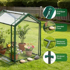 Mini Greenhouse with Zippered Doors & Roll-up Windows, Elevated Bottom Portable Plant Hot House with Durable PVC Cover, Water Resistant, UV Protected for Outdoor Flowers, Vegetables - Image 6