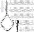 2.36IN Ceiling Screw Hooks for Hanging Plants, Safety Buckle,110 Pcs by Ticway