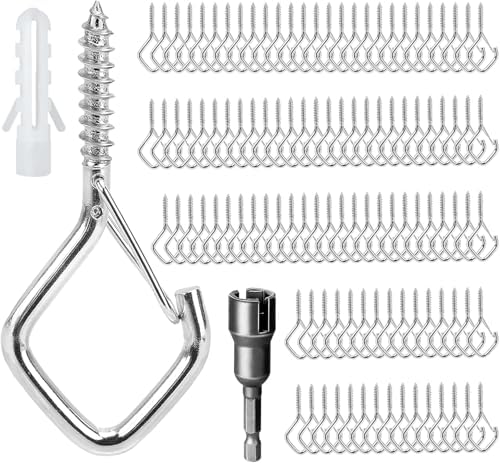 2.36IN Ceiling Screw Hooks for Hanging Plants, Safety Buckle,110 Pcs by Ticway