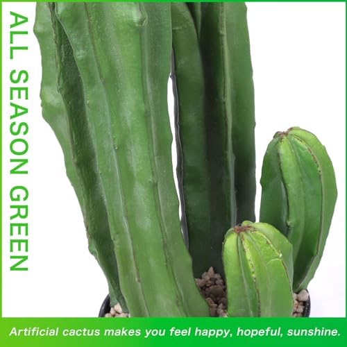 Artificial Cactus 22 Inch Fake Cacti Faux Plant with Black Planter for Home Garden Store Office Floor Decoration - Image 3
