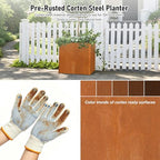 Square Corten Steel Planters 20" L x 20" W x 21" H,Pre-Rusted - Image 5