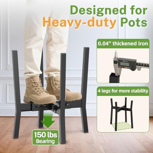 iDavosic.ly Adjustable Metal Plant Stand 2 Pack, Fits 8-12 Inch Pot, White - Image 3