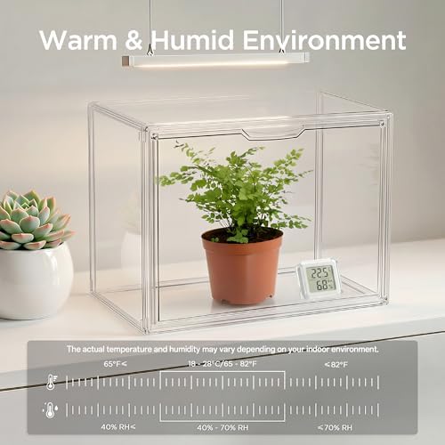 HBlife Mini Greenhouse for Indoor, Clear Stackable Green House with Magnetic Waterproof Door for Small Plants Nursery Germination and Display, Tabletop Portable Greenhouse, 14.1x8.6x10.6 Inch (3 Pack) - Image 3