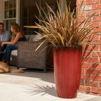 Worth Garden 23.5" H. Large Plastic Planters - Set of 2 Gradient Red Glossy Smooth Finish - Tall Plant Pots for Indoor & Outdoor Use - Decorative Lightweight Flower Pots for Front Porch, Patio, Deck - Image 2