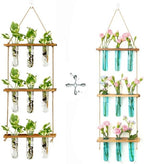 XXXFLOWER 9 Tube Vases Wall Hanging Propagation Station with Wooden Stand+ 9 Blue Tube Vases Wall Hanging Propagation Station with Wooden Stand by XXXFLOWER
