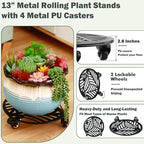 4 Packs Metal Plant Caddy with Wheels 13 inches Heavy-Duty Iron Rolling Plant Stand with Casters Indoor Outdoor Wheeled Plant Roller Base Pot Movers Plant Dolly Coaster Trolley Black - Image 2
