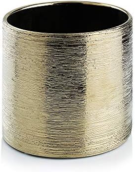 WGVI Gold Etched Ceramic Cylinder Vase Width 6.5" Height 6", Flower Arrangements, Candle Holder, Terrarium Planter Pot, Storage Container Organizer, Pen Brush Holder, Scratched Texture Design, 6 Pc - Image 2