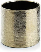 WGVI Gold Etched Ceramic Cylinder Vase Width 6.5" Height 6", Flower Arrangements, Candle Holder, Terrarium Planter Pot, Storage Container Organizer, Pen Brush Holder, Scratched Texture Design, 6 Pc - Image 2