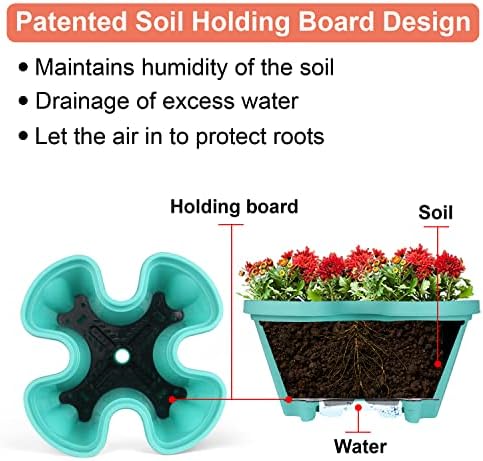 GameXcel Vertical Planter Tower - 7 Tier Stackable Garden Planters with Wheels and Tools Plant Pots for Strawberry Herb Flower and Vegetable Indoor Outdoor Use Teal 2 Pack - Image 3