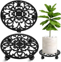 2 Pack 12 In Rolling Plant Stand with Wheels Metal Plant Caddy with Wheels by Planterhoma