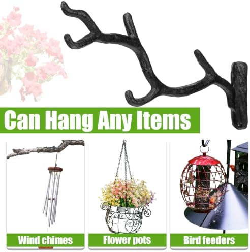 Blulu 4 Pcs Cast Iron Plant Hanger Wall Bracket Tree Branch, Black - Image 4