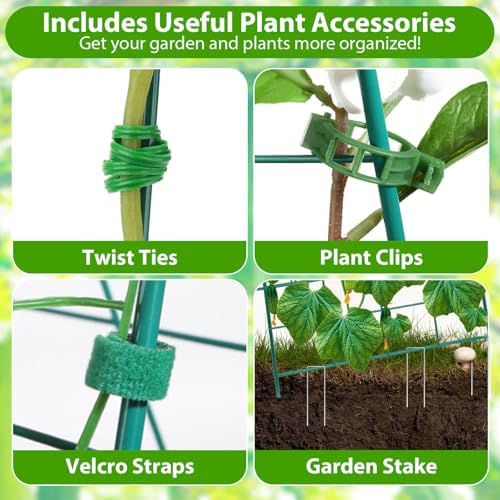 ROADPLUM 2 Pack Cucumber Trellis for Raised Garden Bed, Outdoor Sturdy Metal A-Frame Cucumber Trellis Support for Climbing Plants Vegetables with Accessories, Easy Installation & Easy Harvesting - Image 5