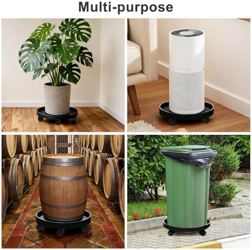 2Pack 15.7'' Large Plant Stand with Wheels, Black - Image 6