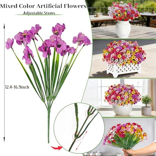 Uieke 24 Pcs Artificial Flowers for Outdoors Spring Summer Decor - Image 5