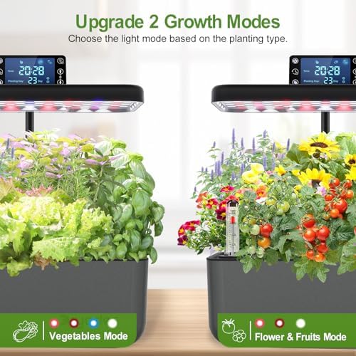 Hydroponics Growing System Kit with Seeds, 12-Pod Indoor Garden with 24W Full-Spectrum LED Grow Light, Smart LCD Control and 7L Water Tank for Herbs, Lettuce, Vegetables and Flowers(Black) - Image 4