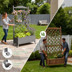 COMHOMA 2 Pack Planter Box with Trellis and Wheels, 48In Elevated Raised Garden Bed, Drainage Holes, Outdoor Lattice for Climbing Flowers, Vegetables, Patio Balcony, Gray - Image 4