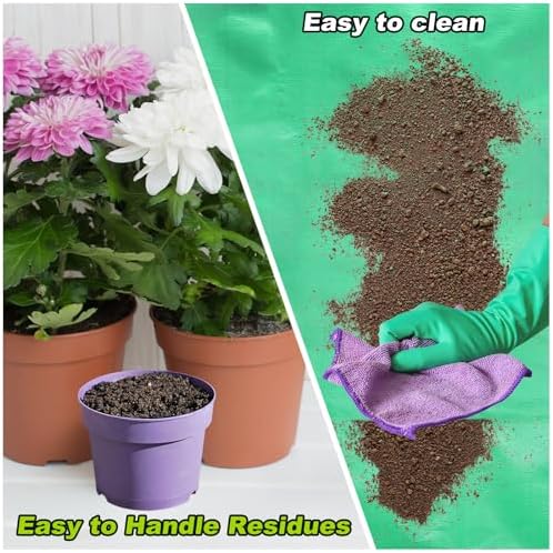 HARFINGTON 2pcs Repotting Mat 39.4" x 59.1" Oxford Cloth Waterproof Plant Repotting Mat Foldable Portable Gardening Potting Tray with Metal Buckle for Indoor Plant Change Soil, Dark Green - Image 5