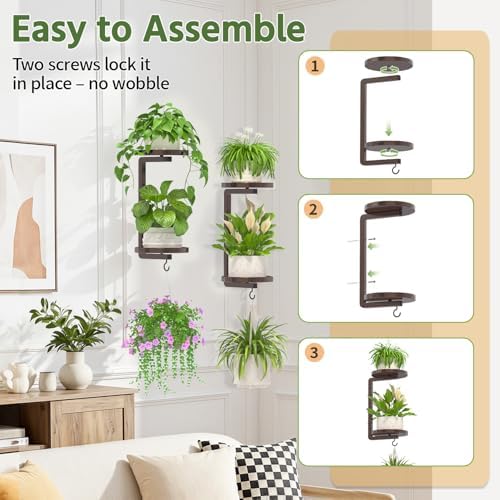 LASZOLA Plant Hanger Holder Window Shelf Wall Mounted Indoor, 2 Pcs Bronze - Image 3