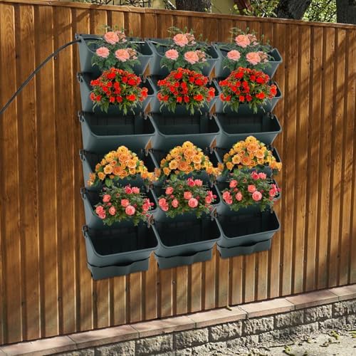 Self-Watering Wall-Mounted Planter, Vertical Garden Planter Set with 18 Pots, Stackable Plant Grow Pots with Electronic Timer for Growing Veggies, Fruits, Herbs, Flowers. - Image 3