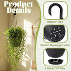 Roshtia 12 Pcs 8.3 Inch Plastic Hanging Pots for Plants Bulk with Hooks - Image 3