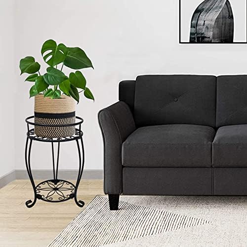 CASIMR 2-Pack Plant Stand, 2 Tier 19.2 inch Tall Metal Potted Holder Rack,Indoor Outdoor Multiple Flower Pot Shelf Rustproof Iron Garden Container for Garden Patio Living Room Corner Balcony, Black - Image 4