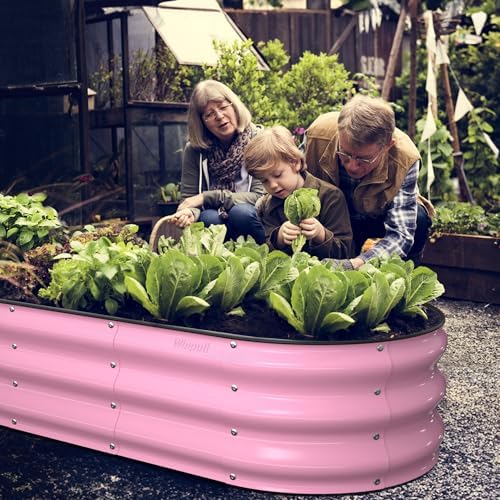 Winpull Raised Garden Bed Kit, 5x2x1 ft Galvanized Planter Box Outdoor with Safety Edging, Large Metal Raised Beds for Gardening Vegetables Flower Fruits (Blush Pink) - Image 5
