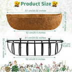 Tessco for you 3 Pieces Railing Planter Boxes, 24 Inches Window Box Planters with Coco Liner and Adjustable Brackets for Deck Porch Fence Patio Balcony Gardening Outdoor Plants - Image 2