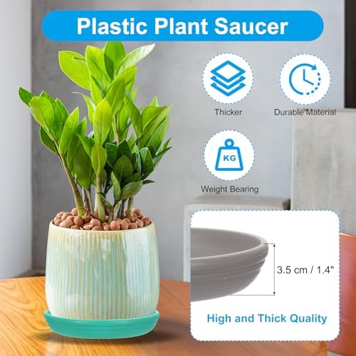 PATIKIL Plant Saucer Tray, 3 Pack 12/13/14 Inch Plastic Round Plant Saucer Flower Planter Drip Tray for Indoors Outdoors Patio Balcony, Gray - Image 3