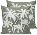 Throw Pillows 18x18 Set of 2, Tropical Palm Tree Waterproof Outdoor Pillow Covers with Insert, Vintage Moss Green Exotic Botanical Plants Decorative Pillowcase Cushion for Patio, Garden, Couch by Unknown