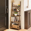 5-Tier Bamboo Ladder Shelf, Narrow Leaning Bookcase for Books and Plants, Space Saving Trapezoid Storage Rack for Living Room Entryway Office Balcony Stylish Home Decor by Unknown