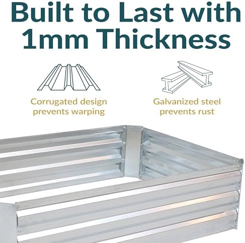 Sunnydaze Galvanized Raised Garden Bed, Rectangle, 4x3x1 ft, Silver - Image 2