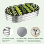 Galvanized Steel Raised Garden Bed Kit, Oval Metal Planter Box for Outdoor Plants Vegetables, Flowers, Herbs (6x3x1 Silver) - Image 3