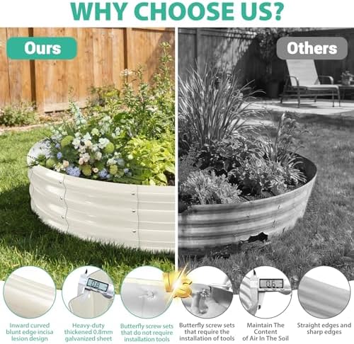 12 Inch Tall 72 Inch Diameter Round White Raised Garden Bed Kits Outdoor - Image 5