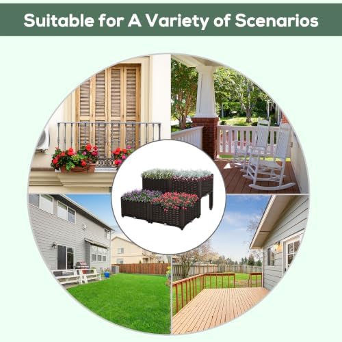 Outsunny 4 Piece Raised Garden Bed with Legs Planter Box Raised Bed, Brown - Image 4
