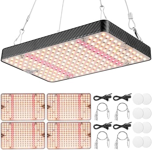 Grow Lights (4 Pack), Hanging Grow Lights for Indoor Plants, 25W UV-IR Full Spectrum Led Grow Light for Seedling Veg and Bloom by Ohtoad