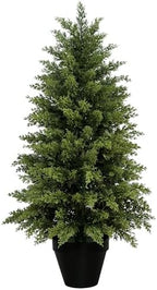 Mavis's Diary 3ft Artificial Cedar Topiary Tree, Set of 1 Realistic Faux Evergreen Shrub Plant in Planter, Indoor Outdoor Fake Cedar Tree for Front Porch, Entryway, Office & Home Decor by MavissDiary
