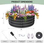 Garvee Galvanized Raised Garden Bed, 2Pcs Raised Garden Beds Outdoor, Round Planter Raised Beds with Gloves and Rubber Edge Trim for Vegetables, Flowers and Herbs, 3x3x1 FT, Dark Grey - Image 2